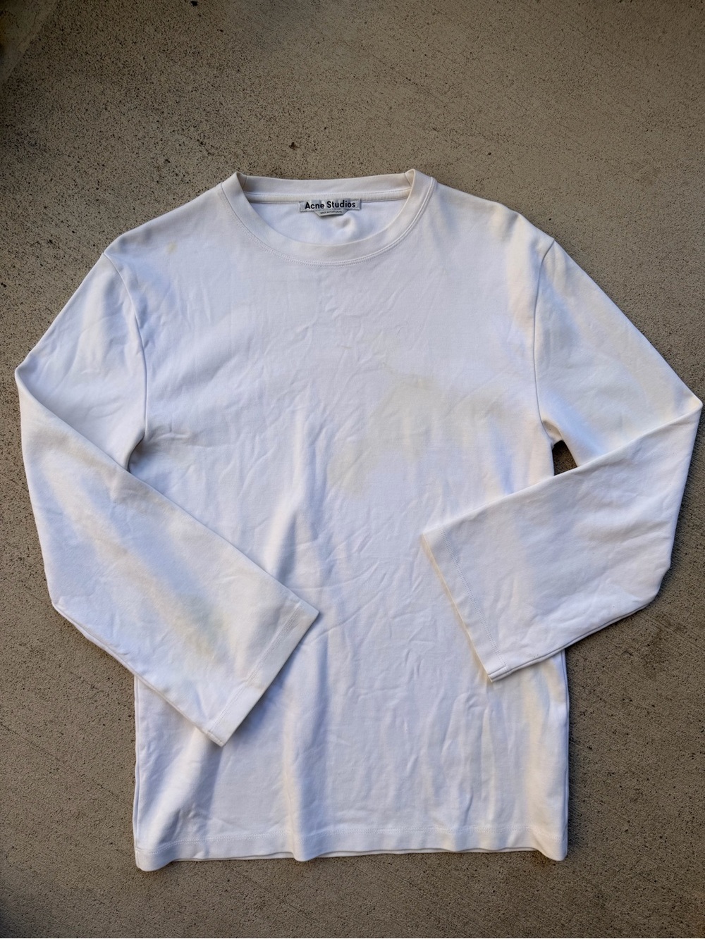 Acne White Long Sleeve Crewneck Tee - Clean Minimalist
